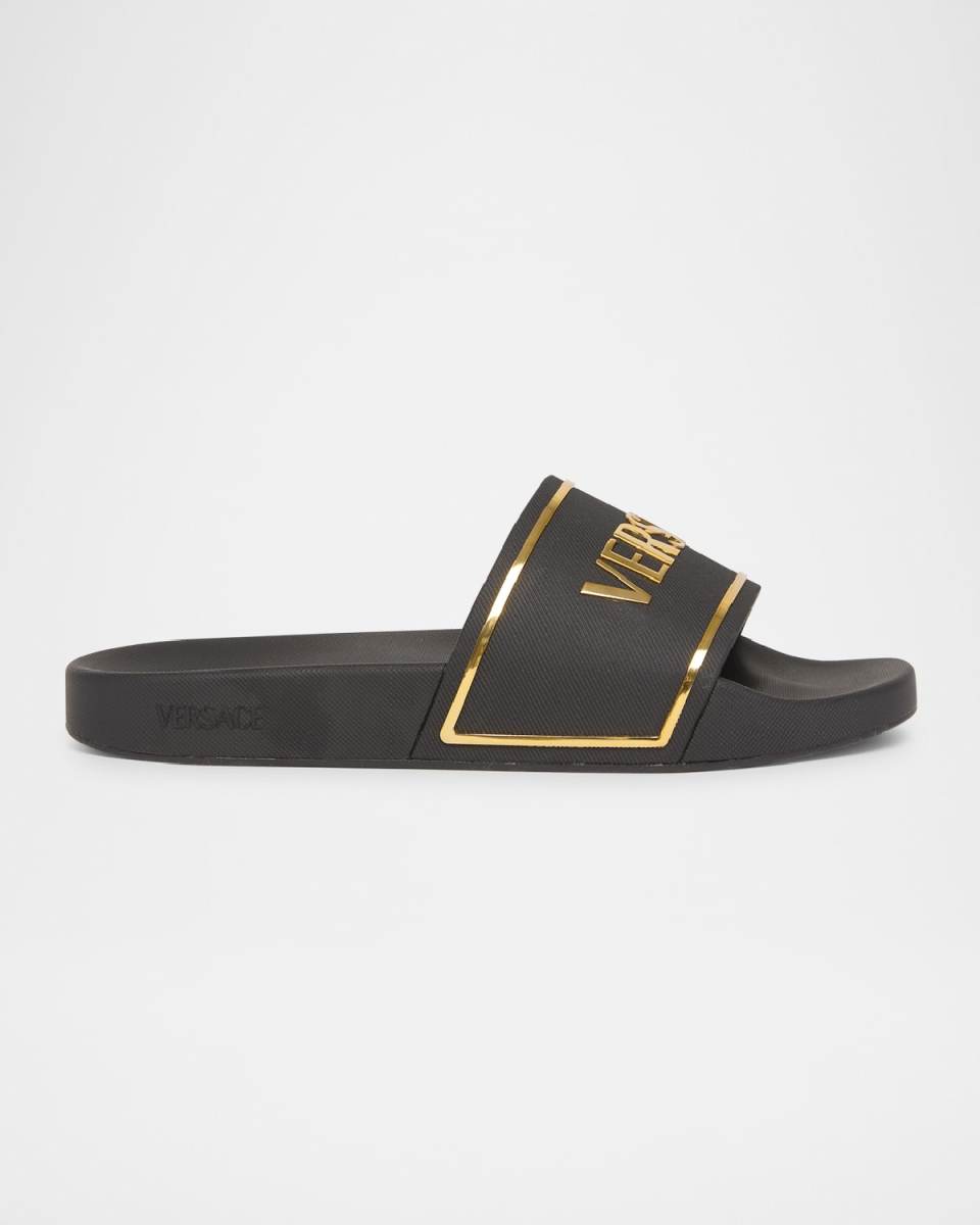 Pool Slides with Gold-Tone Logo